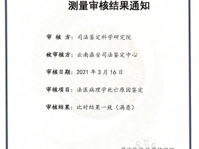 司法鉴定科学研究研究测量审核结果通知-法医病理学死亡原因鉴定-能力验证